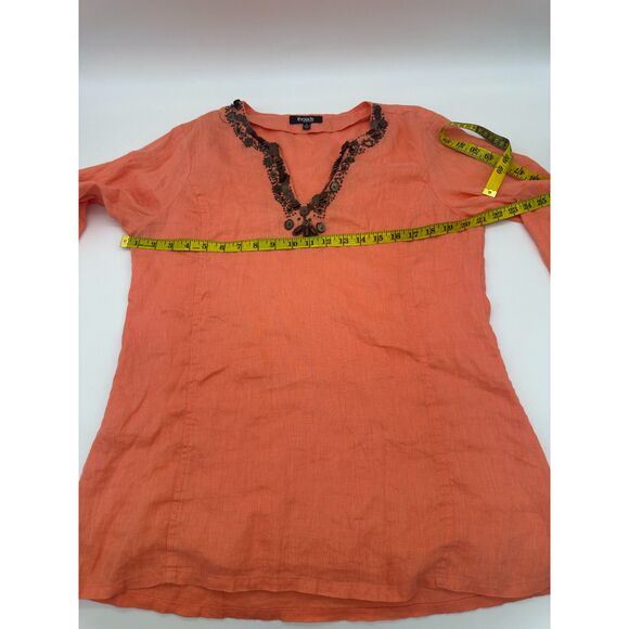 Threads Tunic for Women with Sequins Sz L Deep V Neck Long Sleeves Orange - Picture 3 of 7